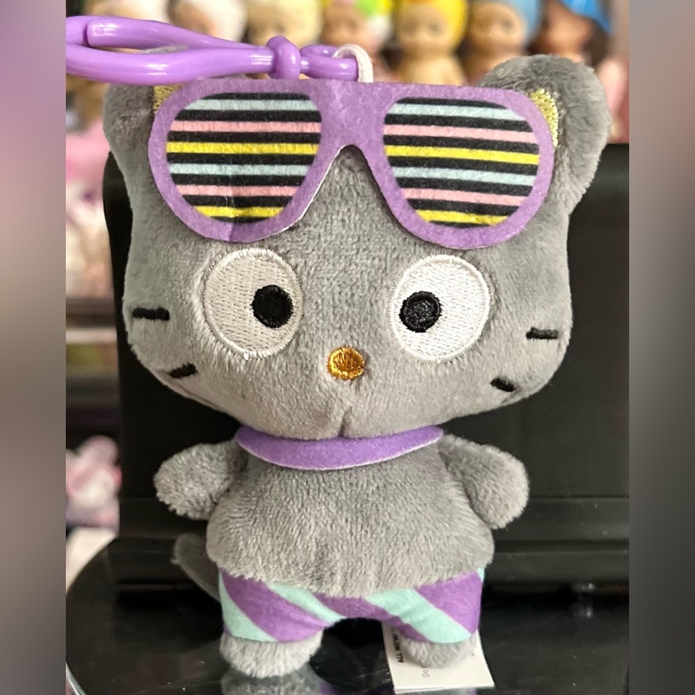 Sanrio Choco Cat in Beach Outfit Swimsuit Plush Dangler Bag Charm Clip Accessory